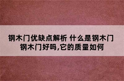 钢木门优缺点解析 什么是钢木门 钢木门好吗,它的质量如何